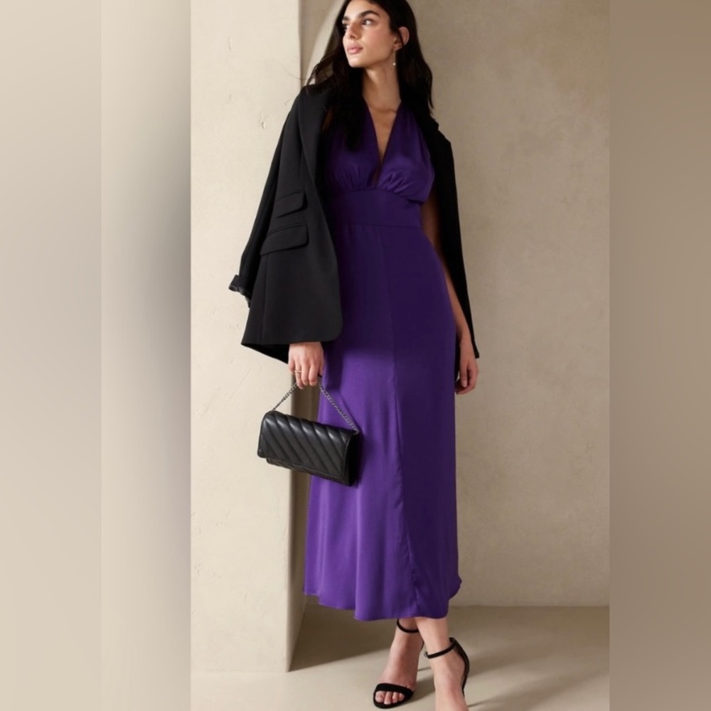 NWT Banana Republic Dress Factory Panama Purple Wrap Waist Maxi, 2